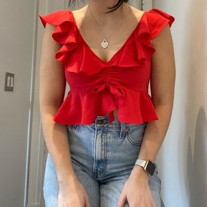 🌟topshop cropped red top